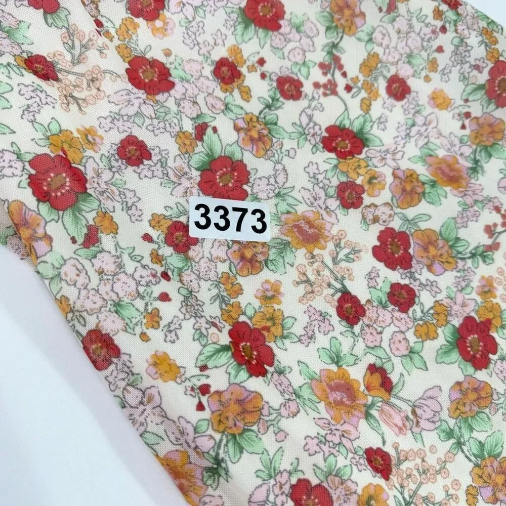 Liz & Sara Mini Dress Womens Medium Tan Floral Y2K Lined Smocked Crepe Milkmaid - Picture 9 of 9